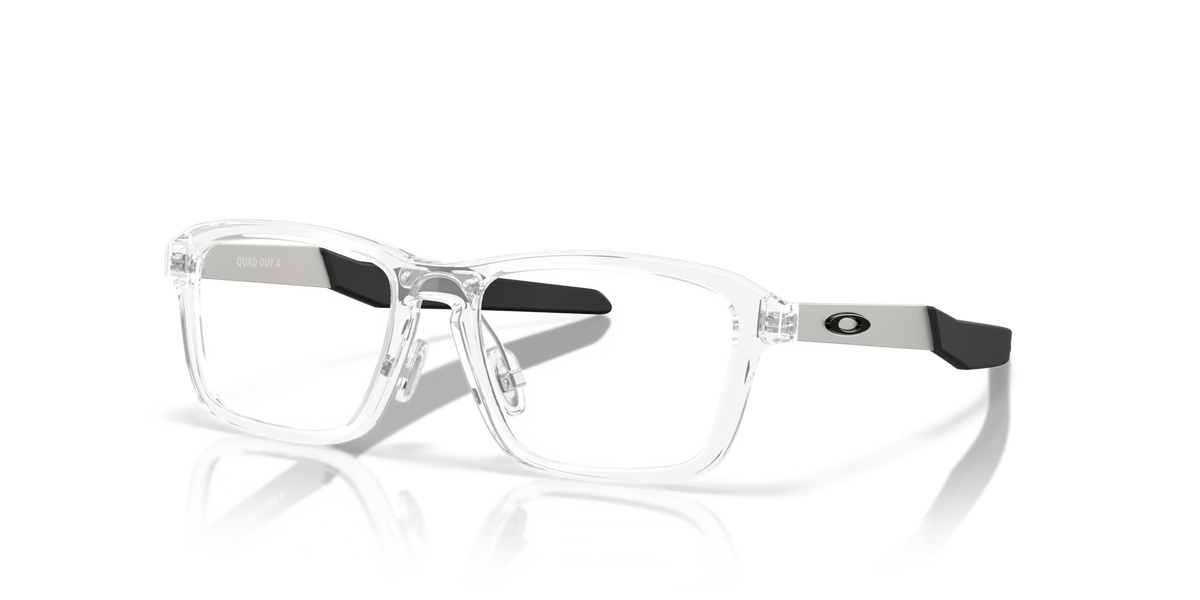 Oakley Men's Quad Out (youth - Low Bridge Fit) Eyeglasses - Polished Clear